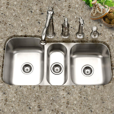 Houzer Medallion Gourmet Series Undermount Stainless Steel Triple Bowl Kitchen Sink Kitchen Sink - Undermount Houzer
